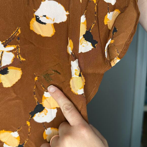 Equipment Tortoise Shell Brown Flower Print Lorainna Silk Mini Dress size Medium - Picture 13 of 16